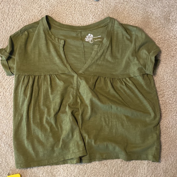 NWOT Pilcro brand olive colored short sleeved top size small - Picture 6 of 6